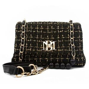 BADGLEY MISCHKA MSRP $149 Bouclé Tweed Shoulder Crossbody Bag Vegan Leather